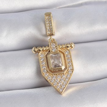 Pirinç Gold Renk Baget Zirkon Taşlı Ajda Charm