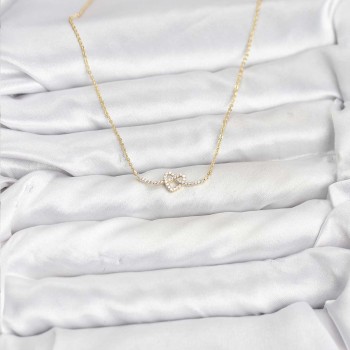 Pirinç Gold Renk Düğüm Kalp Model Kadın Kolye