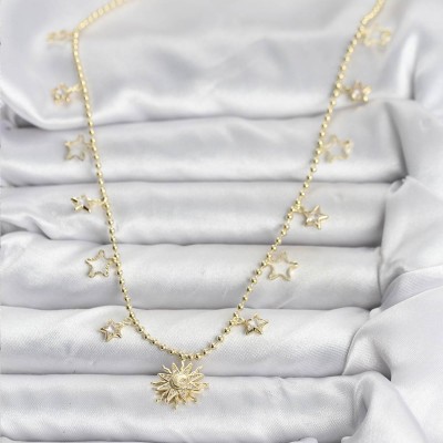 Pirinç Gold Renk Güneş Model Kadın Kolye