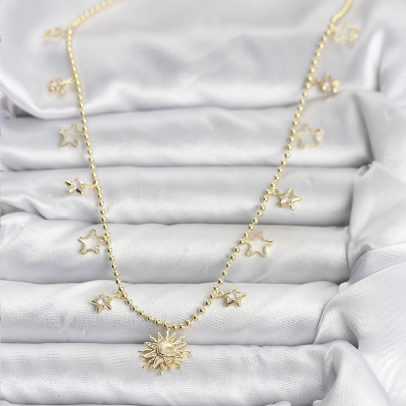 Pirinç Gold Renk Güneş Model Kadın Kolye