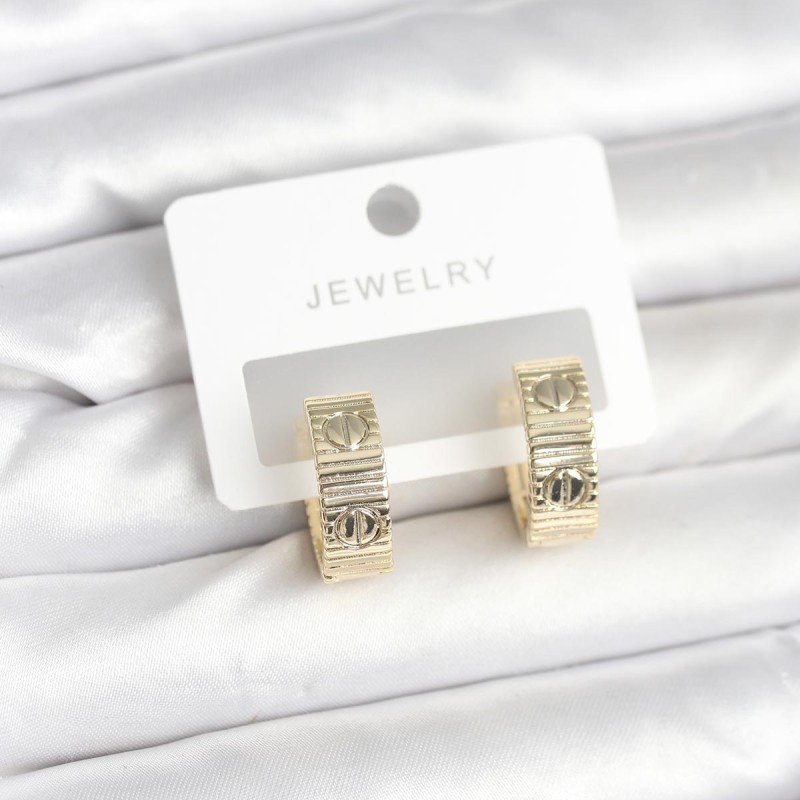 Pirinç Gold Renk Halka Kadın Küpe