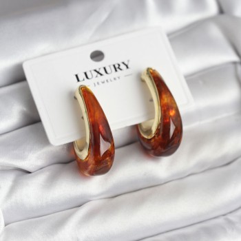 Pirinç Gold Renk Kahverengi Vintage Kadın Küpe