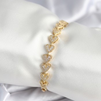 Pirinç Gold Renk Kalp Model Kadın Bileklik