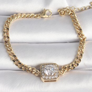 Pirinç Gold Renk Kare Zirkon Taşlı Xuping Exclusive VIP Seri Kadın Bileklik