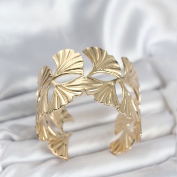 Pirinç Gold Renk Levha Yelpaze Model Kadın Bileklik