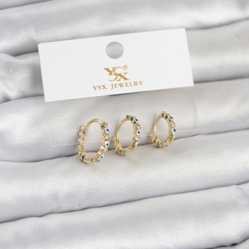 Pirinç Gold Renk Nazarlı Model 3'lü Kadın Küpe