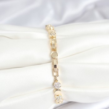 Pirinç Gold Renk Nokta Model Zirkon Taşlı Kadın Bileklik