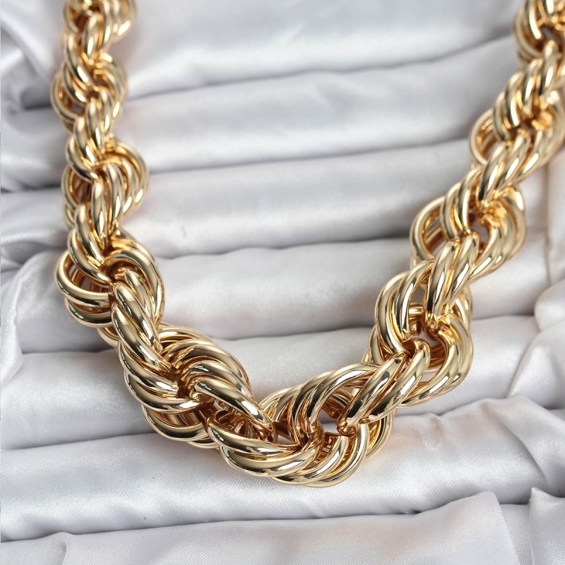 Pirinç Gold Renk Sarmal Halat Model Kadın Kolye