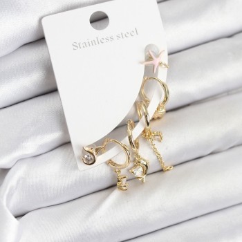 Pirinç Gold Renk Set Küpe