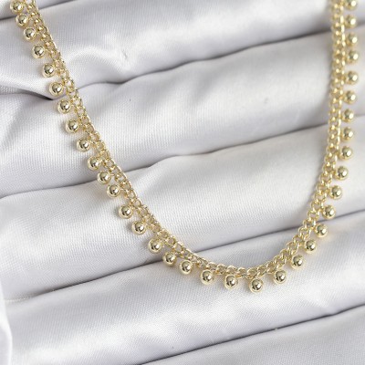 Pirinç Gold Renk Sıralı Topçuk Model Kadın Kolye