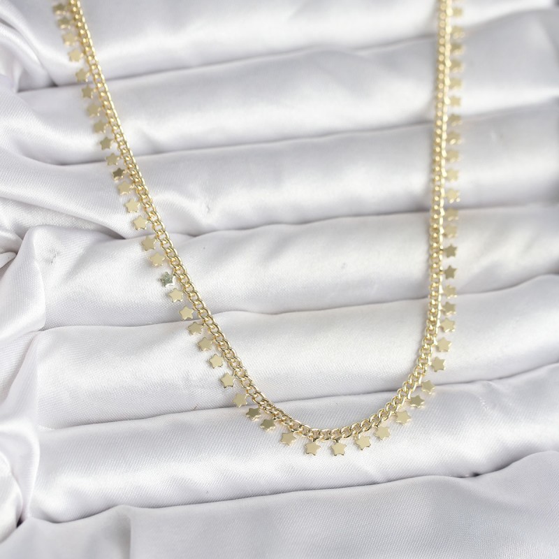 Pirinç Gold Renk Sıralı Yıldız Kadın Kolye