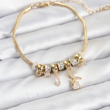 Pirinç Gold Renk Tinkerbell Charmlı Kadın Bileklik