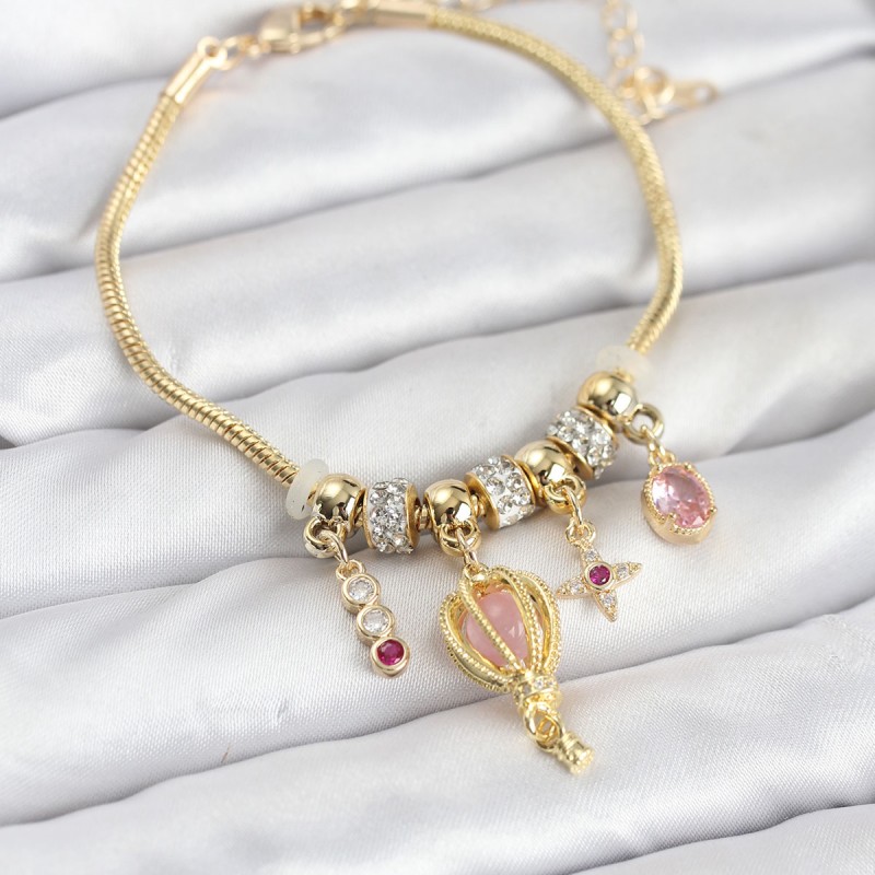 Pirinç Gold Renk Uçan Balon Charmlı Kadın Bileklik