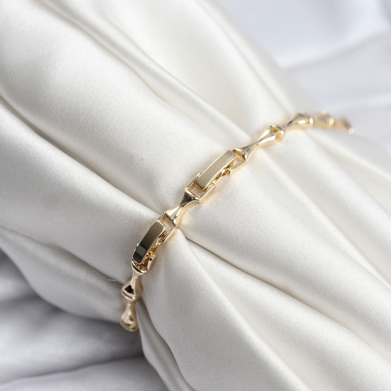 Pirinç Gold Renk VIP Seri İnce Kemik Model Zirkon Taşlı Kadın Bileklik