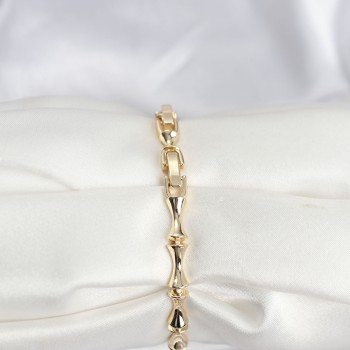 Pirinç Gold Renk VIP Seri Kemik Model Zirkon Taşlı Kadın Bileklik