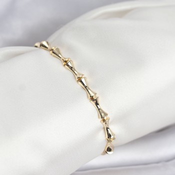 Pirinç Gold Renk VIP Seri Kemik Model Zirkon Taşlı Kadın Bileklik