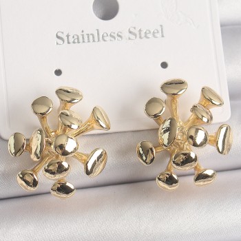 Pirinç Gold Renk Virüs Figür Model Kadın Küpe