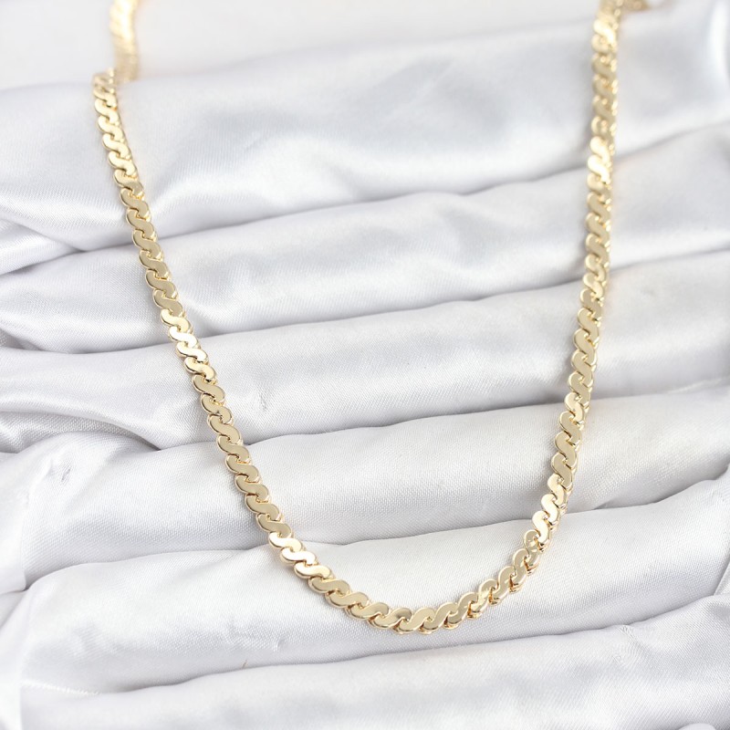 Pirinç Gold Renk Yassı Zincir Kadın Kolye