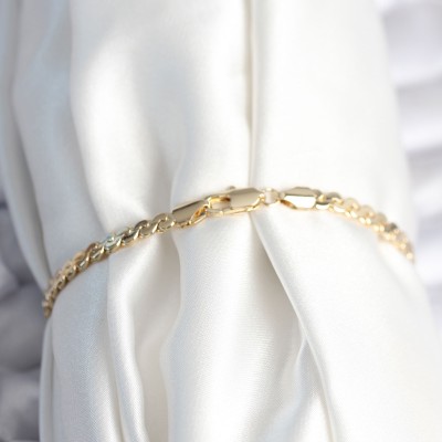 Pirinç Gold Renk Yassı Zincir Model Kadın Bileklik