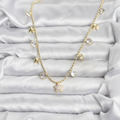 Pirinç Gold Renk Yıldız Model Kadın Kolye