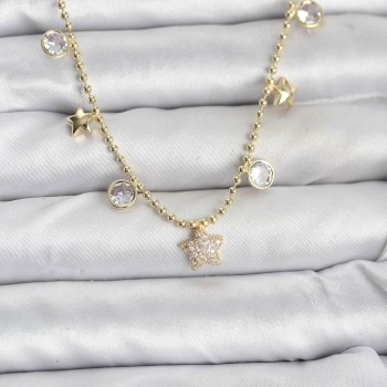 Pirinç Gold Renk Yıldız Model Kadın Kolye