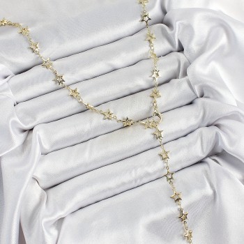 Pirinç Gold Renk Yıldızlı Kadın Y Kolye