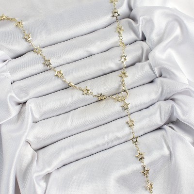 Pirinç Gold Renk Yıldızlı Kadın Y Kolye