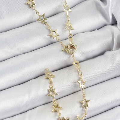 Pirinç Gold Renk Yıldızlı Kadın Y Kolye