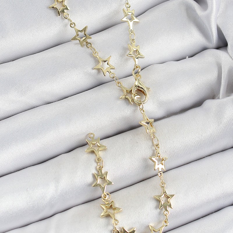 Pirinç Gold Renk Yıldızlı Kadın Y Kolye