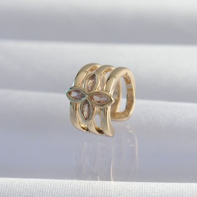 Pirinç Gold Renk Yonca Earcuff Küpe