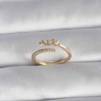 Pirinç Gold Renk Zirkon Taş Detay Kalp Model Kadın Yüzük