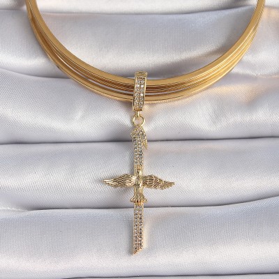 Pirinç Gold Renk Zirkon Taş Detaylı Elif Model Anka Kuşu Figür Ajda Charm