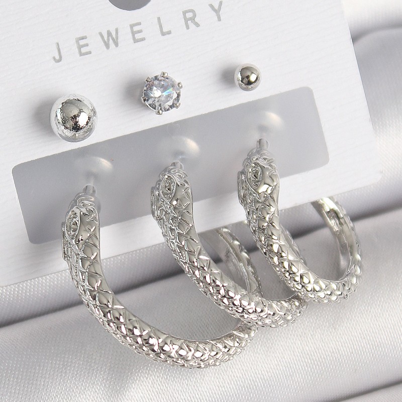 Pirinç Gold Renk Zirkon Taş Detaylı Halka Yılan Model Kadın Küpe Seti