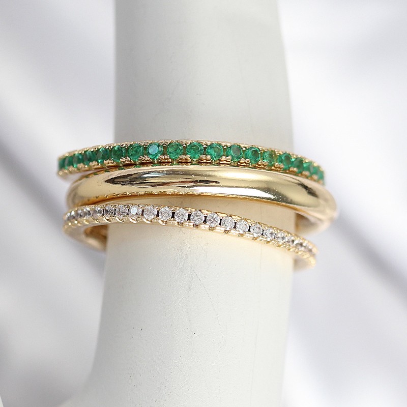 Pirinç Gold Renk Zirkon Taşlı 4'Lü Kadın Yüzük