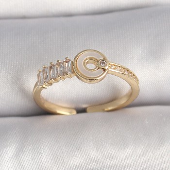 Pirinç Gold Renk Zirkon Taşlı Ayarlanabilir Kadın Yüzük