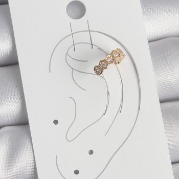 Pirinç Gold Renk Zirkon Taşlı Bal Peteği Model Kadın Kıkırdak Küpe