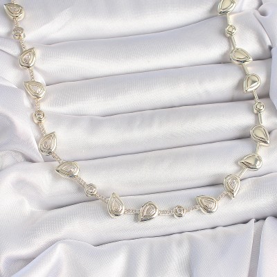 Pirinç Gold Renk Zirkon Taşlı Damla Model VIP Seri Exclusive Kadın Kolye