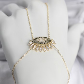 Pirinç Gold Renk Zirkon Taşlı Göz Model Kadın Şahmeran