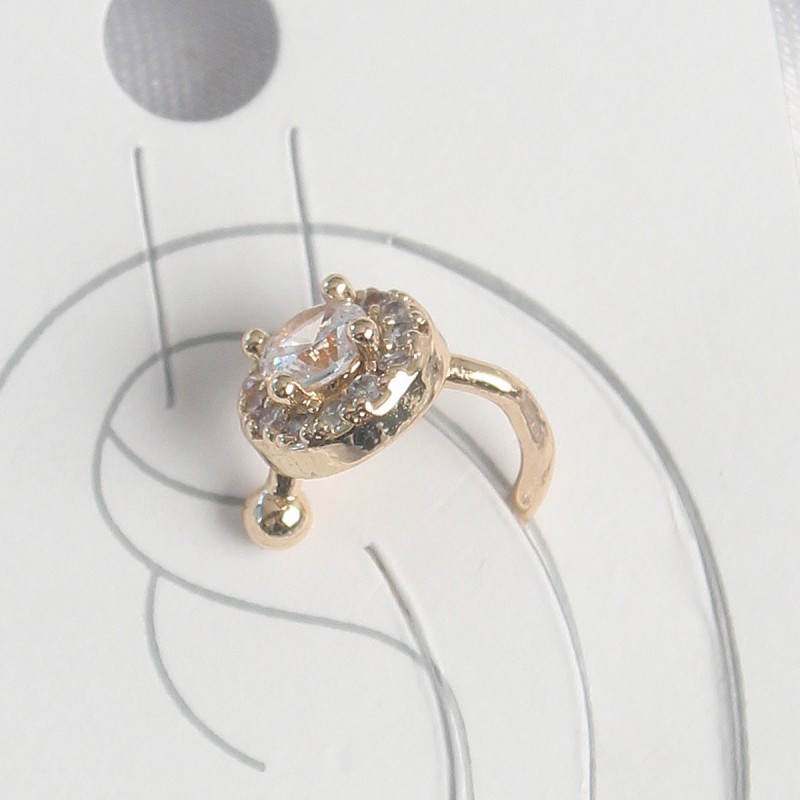 Pirinç Gold Renk Zirkon Taşlı Kadın Kıkırdak Küpe