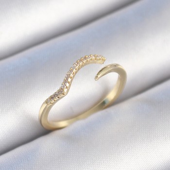 Pirinç Gold Renk Zirkon Taşlı Kadın Yüzük