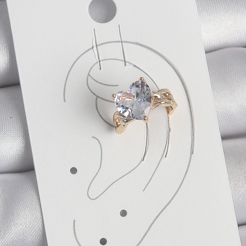 Pirinç Gold Renk Zirkon Taşlı Kalp Model Kadın Kıkırdak Küpe