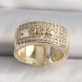 Pirinç Gold Renk Zirkon Taşlı Messika Model Ayarlanabilir Kadın Yüzük