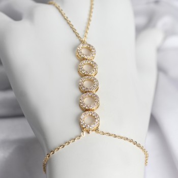 Pirinç Gold Renk Zirkon Taşlı Sıralı Halka Model Kadın Şahmeran