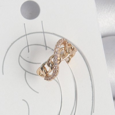 Pirinç Gold Renk Zirkon Taşlı Sonsuzluk Zincir Model Kadın Kıkırdak Küpe