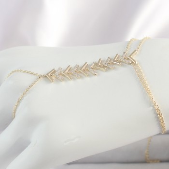 Pirinç Gold Renk Zirkon Taşlı V Model Kadın Şahmeran