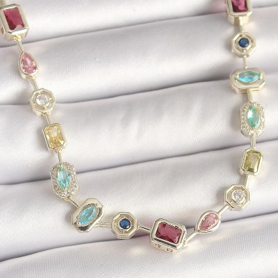 Pirinç Gold Renk Zirkon Taşlı VIP Seri Kadın Kolye