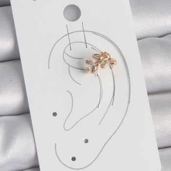 Pirinç Gold Renk Zirkon Taşlı Yaprak Model Kadın Kıkırdak Küpe