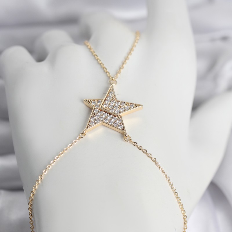 Pirinç Gold Renk Zirkon Taşlı Yıldız Model Kadın Şahmeran