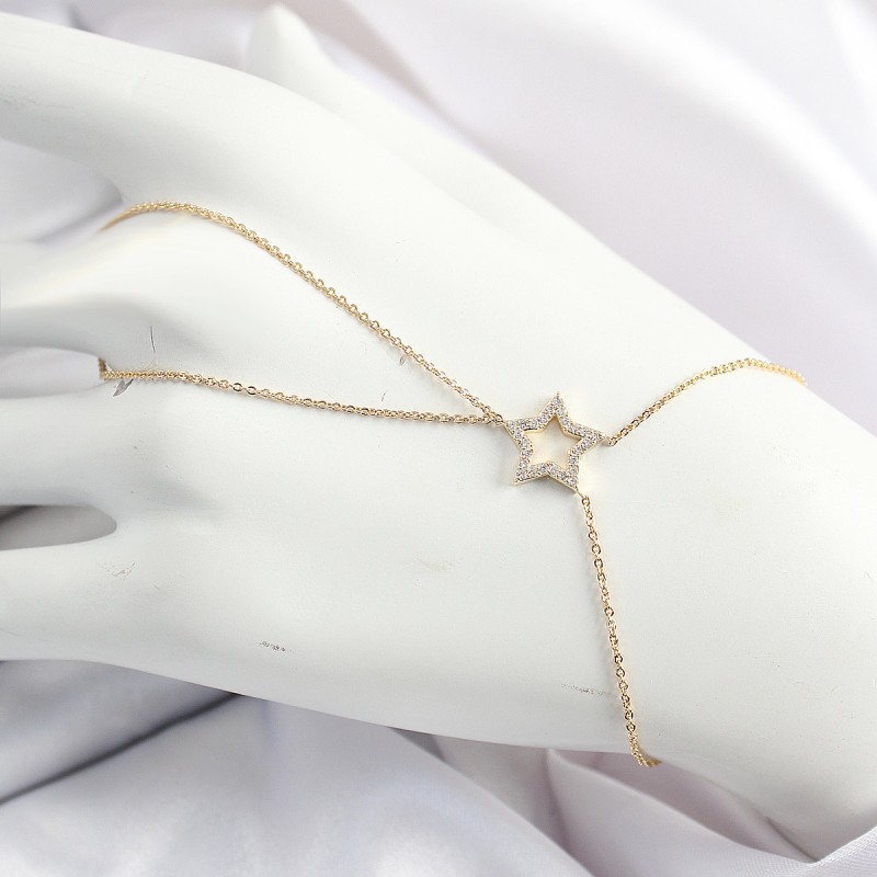 Pirinç Gold Renk Zirkon Taşlı Yıldız Model Şahmeran