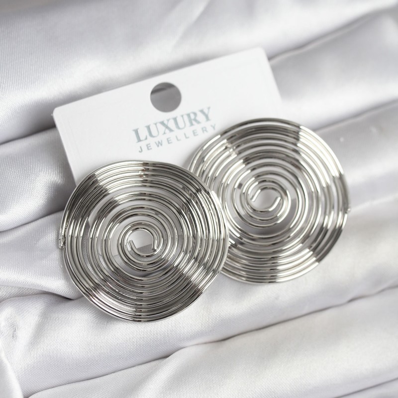 Pirinç Gümüş Renk Circle Model Kadın Küpe